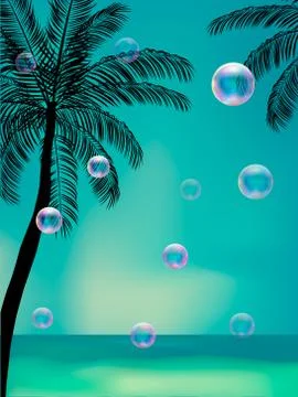 Summer background with transparent bubbles. Stock Illustration