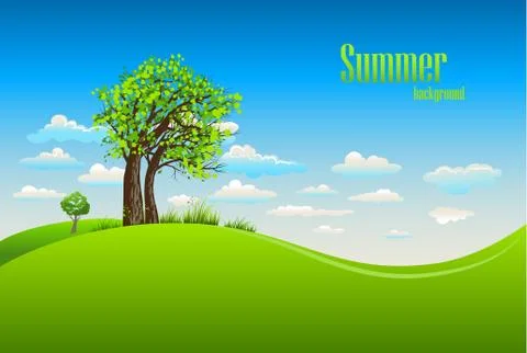 Summer background with tree Stock Illustration