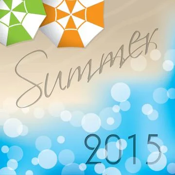 Summer background with umbrellas on shore Stock Illustration