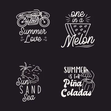 Summer badges set with different quotes and sayings - Sun Sand Sea. Retro beach Stock Illustration