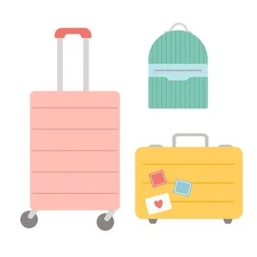 Summer bag, set of suitcases flat design, vector Stock Illustration