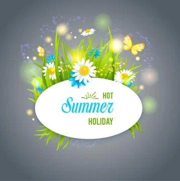 Summer banner on dark backdrop Stock Illustration