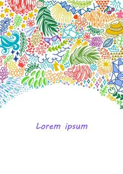 Summer banner. Doodle frame made of abstract freehand ornament Stock-Illustration