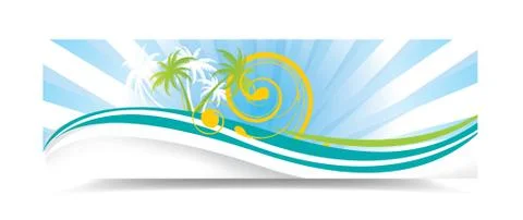 Summer banner with palms, eps10 vector illustration Illustrazione stock