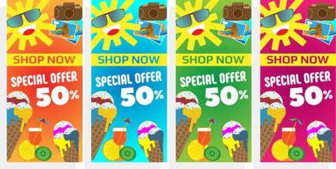 Summer Banner Set Stock Illustration