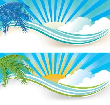 Summer banner set, vector illustration Ilustración de archivo