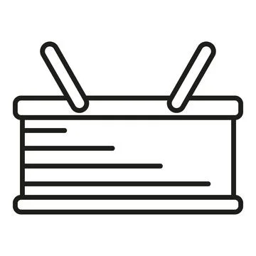 Summer basket icon outline vector. Straw bag 스톡 일러스트