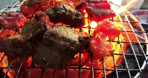 Summer bbq backyard grill barbecue food cooking meal garden family Stock Footage 336576079