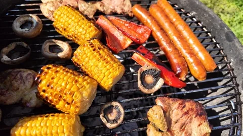 Summer BBQ Feast, Grilled Delights Stock Footage 305273778
