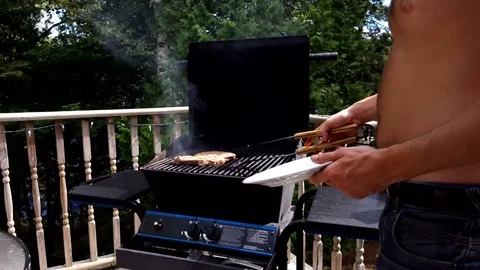 Summer BBQ Grill in Nature Stock Footage 75800767