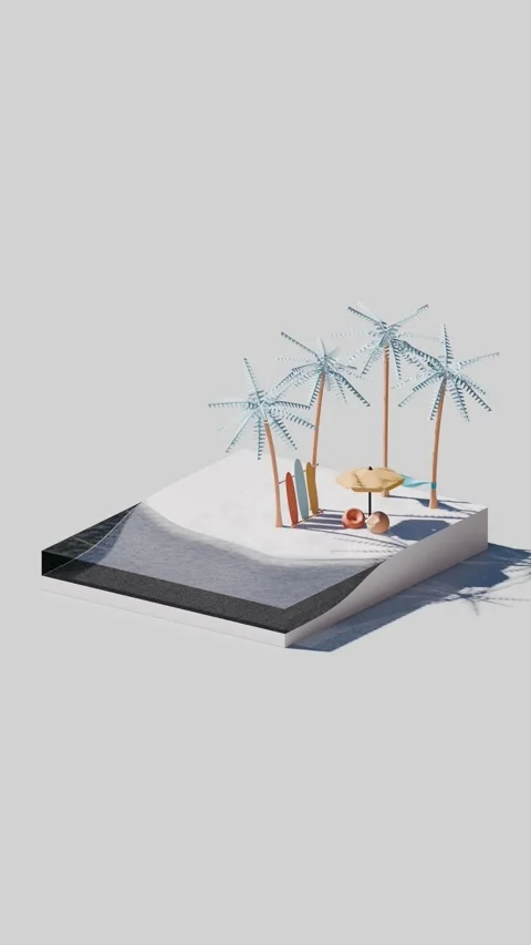Summer Beach 3D Render Animation Stock Footage 311752034