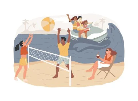 Summer beach activities isolated concept vector illustration. イラスト素材