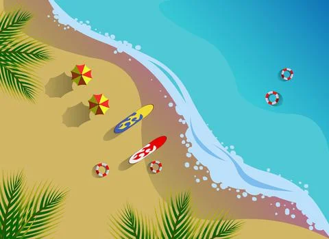 Summer beach aerial view vector Stock Illustration