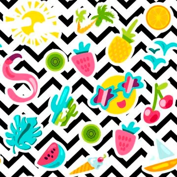 Summer beach and leisure pattern Illustrazione stock