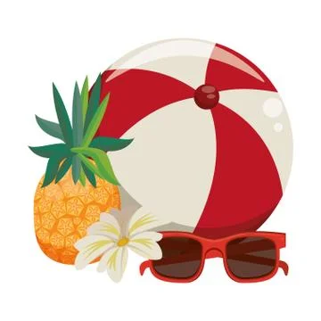 Summer beach and vacation cartoons Stock Illustration