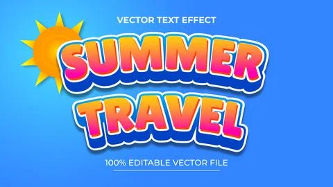 Summer with beach background editable text style effect Stock Illustration