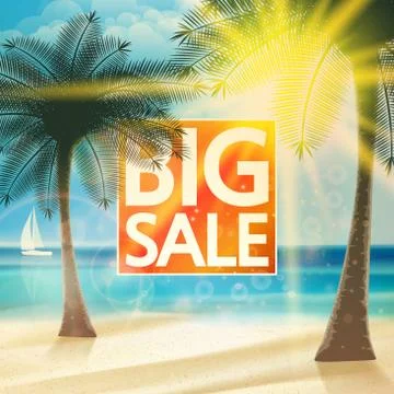 Summer beach background in retro style. Stock Illustration