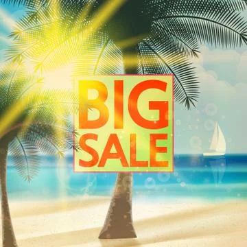 Summer beach background in retro style. Stock Illustration