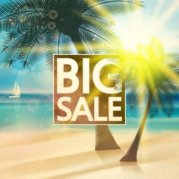 Summer beach background in retro style. Stock Illustration