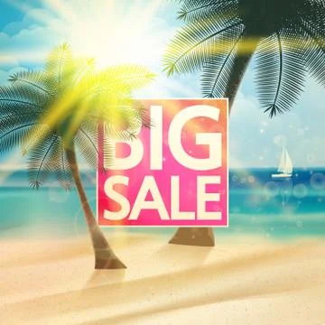 Summer beach background in retro style. Stock Illustration