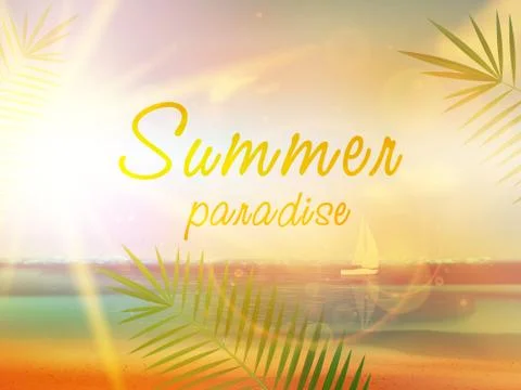 Summer beach background in retro style. Stock Illustration
