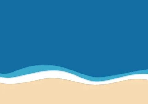 Summer beach background scene with blue sea and white foam waves on tropica.. Stock Illustration
