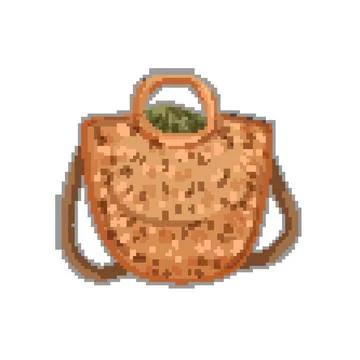 Summer beach bag pixel art vector illustration Stock Illustration