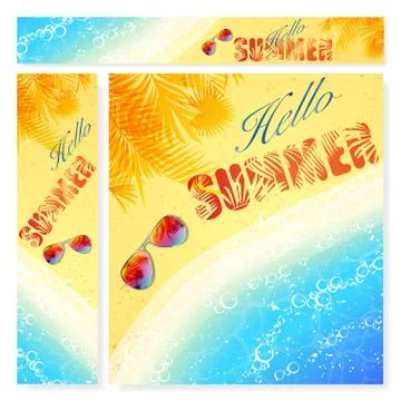 Summer beach banners Stock Illustration