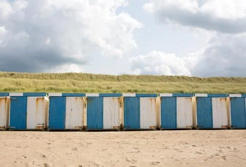 Summer Beach Cabins Stock Photos