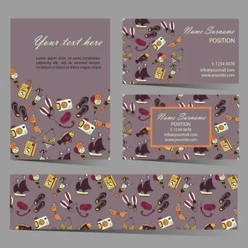 Summer beach card set Illustrazione stock