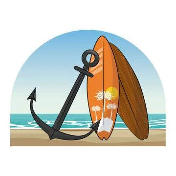 Summer beach cartoons イラスト素材