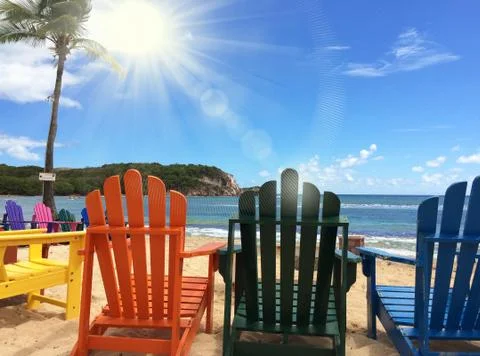 Summer Beach Chairs Stockfoto's