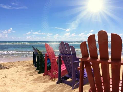 Summer Beach Chairs Stockfoto's