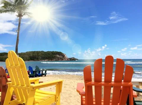 Summer Beach Chairs Stock Photos