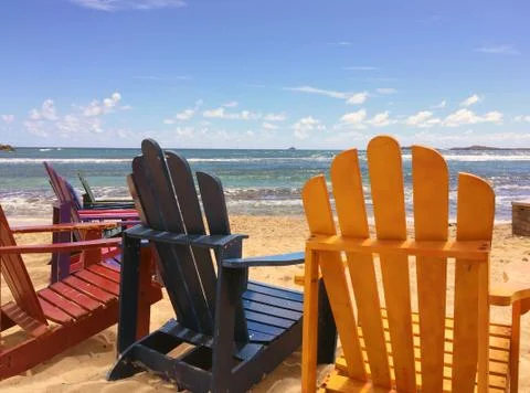 Summer Beach Chairs Stockfoto's