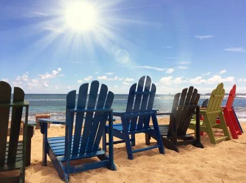 Summer Beach Chairs Stockfoto's