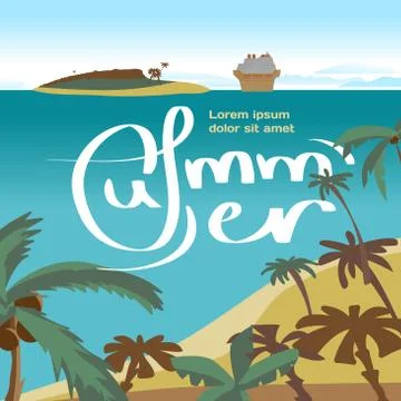 Summer beach concept background with space for text. Sea landsca Stock Illustration