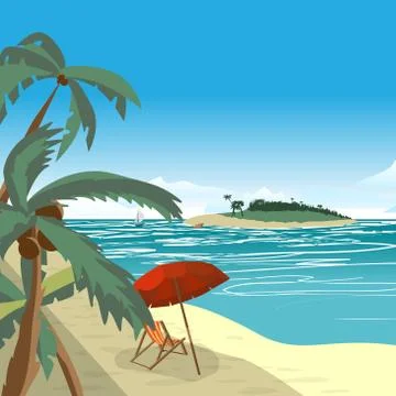 Summer beach concept background with space for text. Sea landsca Illustrazione stock