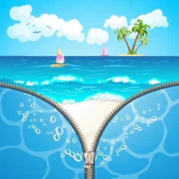 Summer beach covered by zipper Stock Illustration