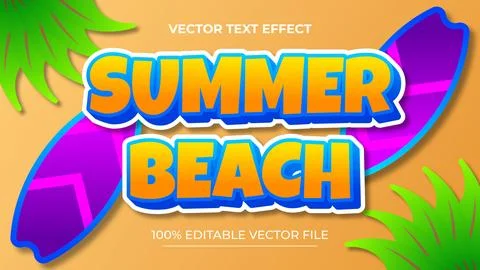 Summer beach editable text effect suitable to celebrate the summer event Stock Illustration
