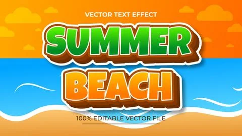 Summer beach editable text effect suitable to celebrate the summer event Stock Illustration