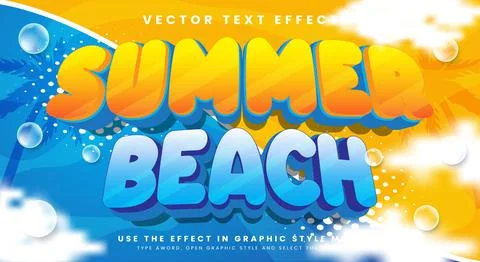 Summer Beach editable text effect Template Stock Illustration