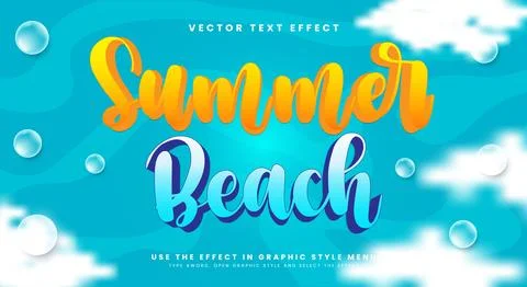 Summer beach editable text effect Illustrazione stock