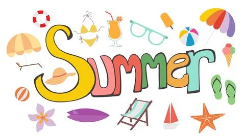 Summer beach elements Stock Illustration