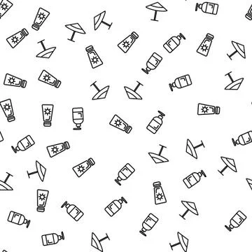 Summer Beach Elements Seamless Pattern Vector Stock Illustration