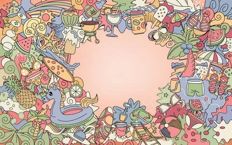 Summer beach elements template background Stock Illustration