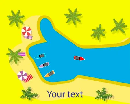 Summer beach in flat design, seaside and beach items, vector illustration. Ba Stock Illustration