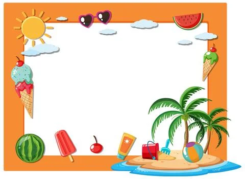 Summer Beach Fun Frame Stock Illustration