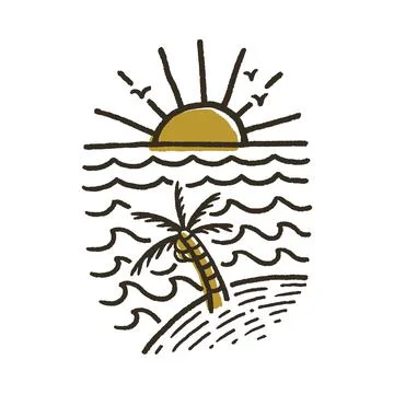 Summer Beach Graphic Illustration Vector Art T-shirt Design Stockillustratie