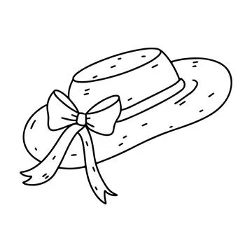 Summer beach hat. Hand drawn doodle style. Vector illustration isolated on .. Stock Illustration